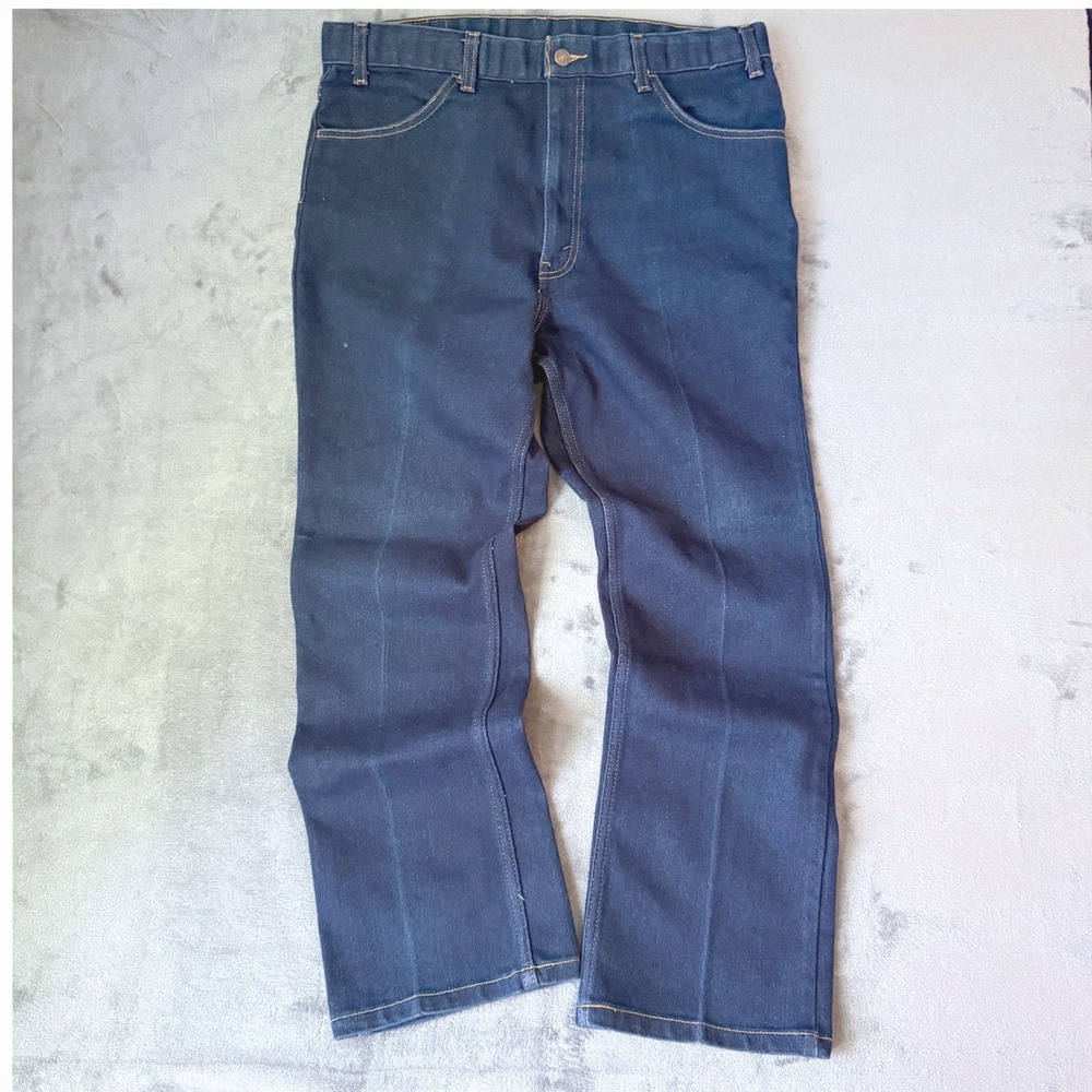 Vintage Levi's 517 Boot Cut 70s Orange Tab Leather Patch USA Dark Wash‎ W36 L30